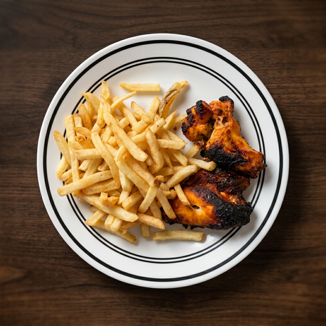 Chicken Wings & Fries.