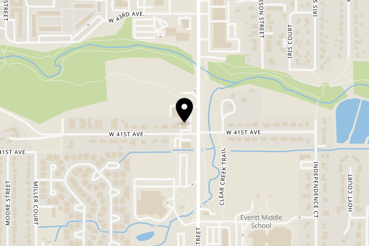Map showing the location of Yak and Yeti Yak & Yeti on 4101 Kipling St in Wheat Ridge